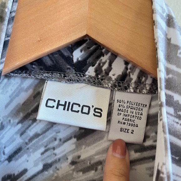 CHICO'S WATERCOLOR PRINT OPEN FRONT CARDIGAN KNIT TOP WOMENS SIZE 2 US SIZE L 12 - Picture 4 of 6